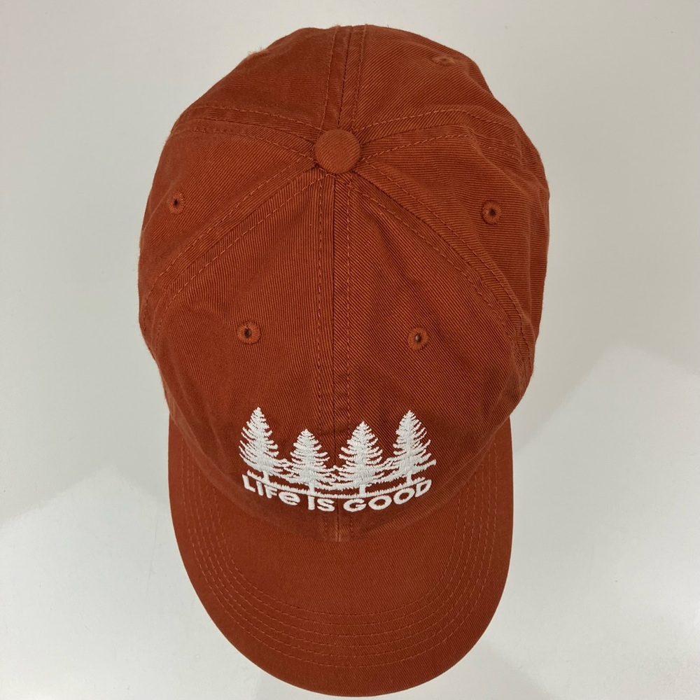 Life Is Good Unisex Hat Burnt Orange & White Embroidered Trees Logo Strapback - Picture 6 of 10